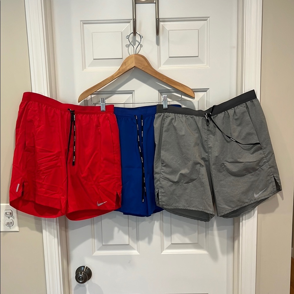 Nike Red, Blue, and Gray Athletic Shorts Lightweight Quick-Dry